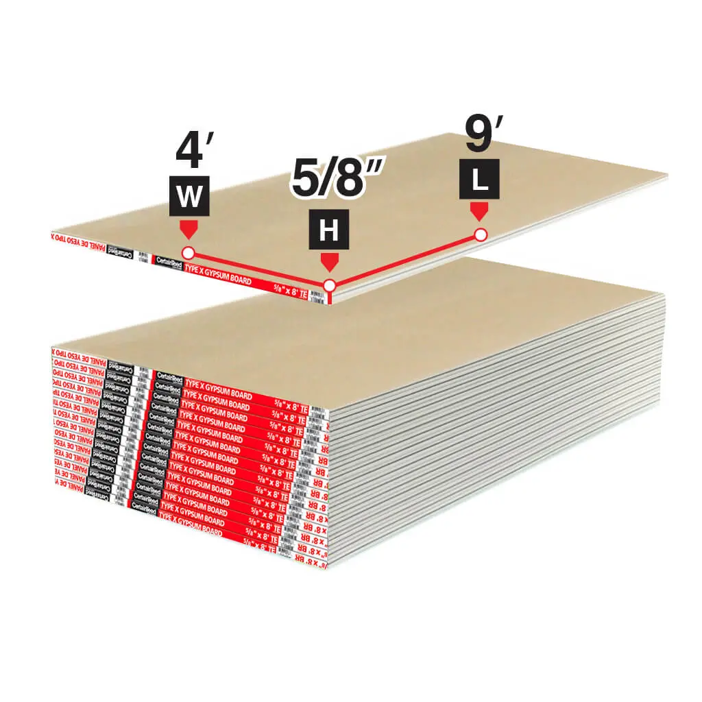 5/8 In. X 4 Ft. X 9 Ft. Fire-Rated Type X Drywall Panel 1