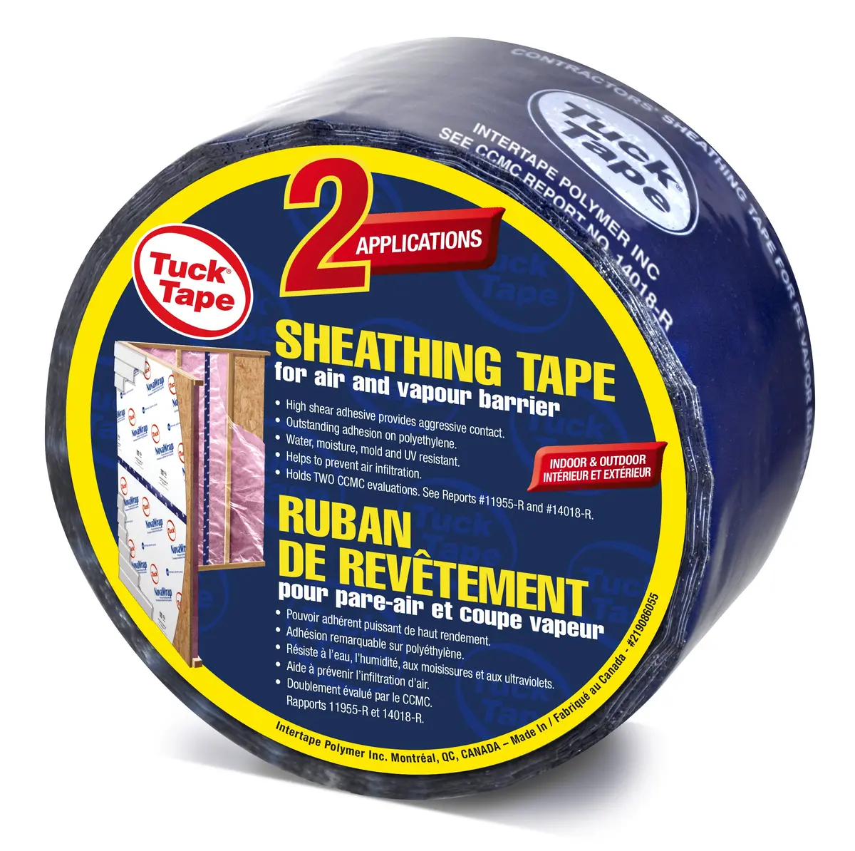 Tuck Tape 2-1/2 In. X 55 M. Pe Blue Air And Vapor Barrier Sheathing Tape 1