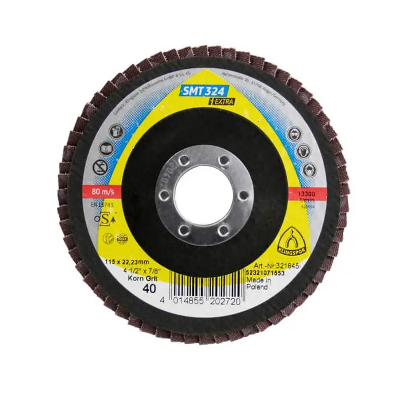 Klingspor 321645 Smt 324 Extra 4-1/2 In. X 7/8 In. X 40 Grit Flat Abrasive Mop Disc For Stainless Steel And Steel 1