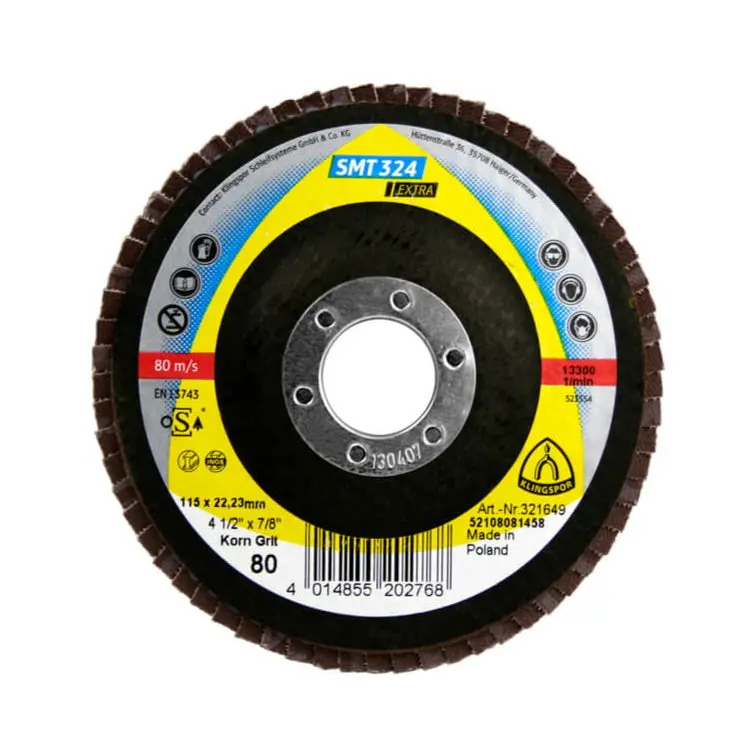 Klingspor 321649 Smt 324 Extra 4-1/2 In. X 7/8 In. X 80 Grit Flat Abrasive Mop Disc For Stainless Steel And Steel 1