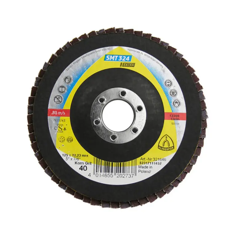 Klingspor 321646 Smt 324 Extra 5 In. X 7/8 In. X 40 Grit Flat Abrasive Mop Disc For Stainless Steel And Steel 1