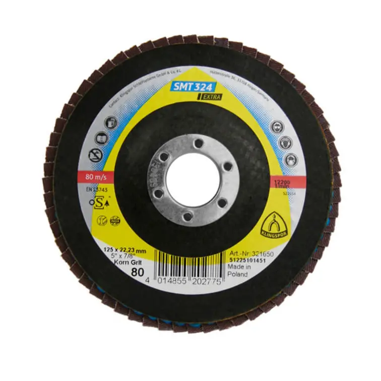 Klingspor 321650 Smt 324 Extra 5 In. X 7/8 In. X 80 Grit Flat Abrasive Mop Disc For Stainless Steel And Steel 1