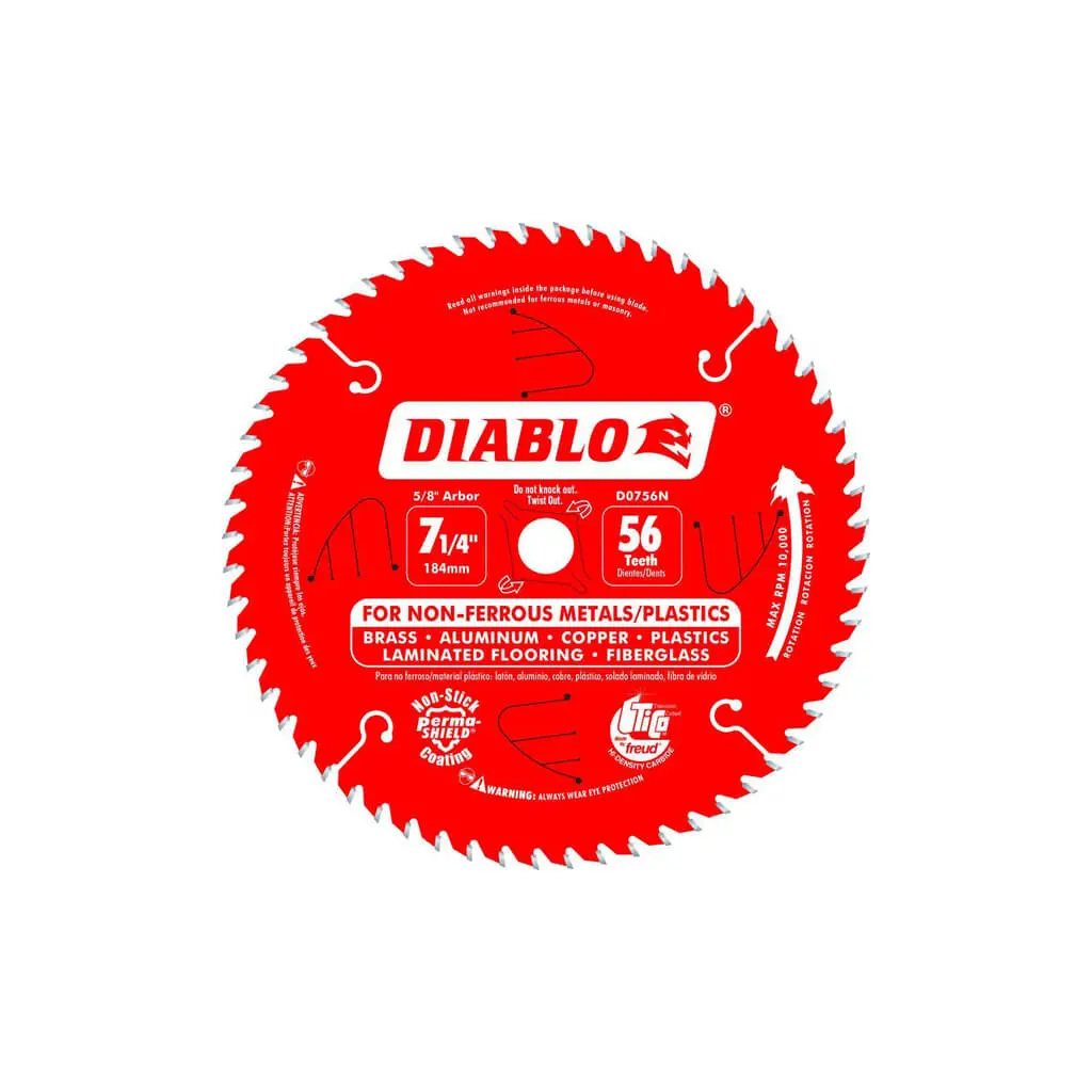 Freud Diablo D0756n 7-1/4 In. 56-Tooth Super Density Micro-Grain Carbide Tipped Aluminum Cutting Saw Blade 1