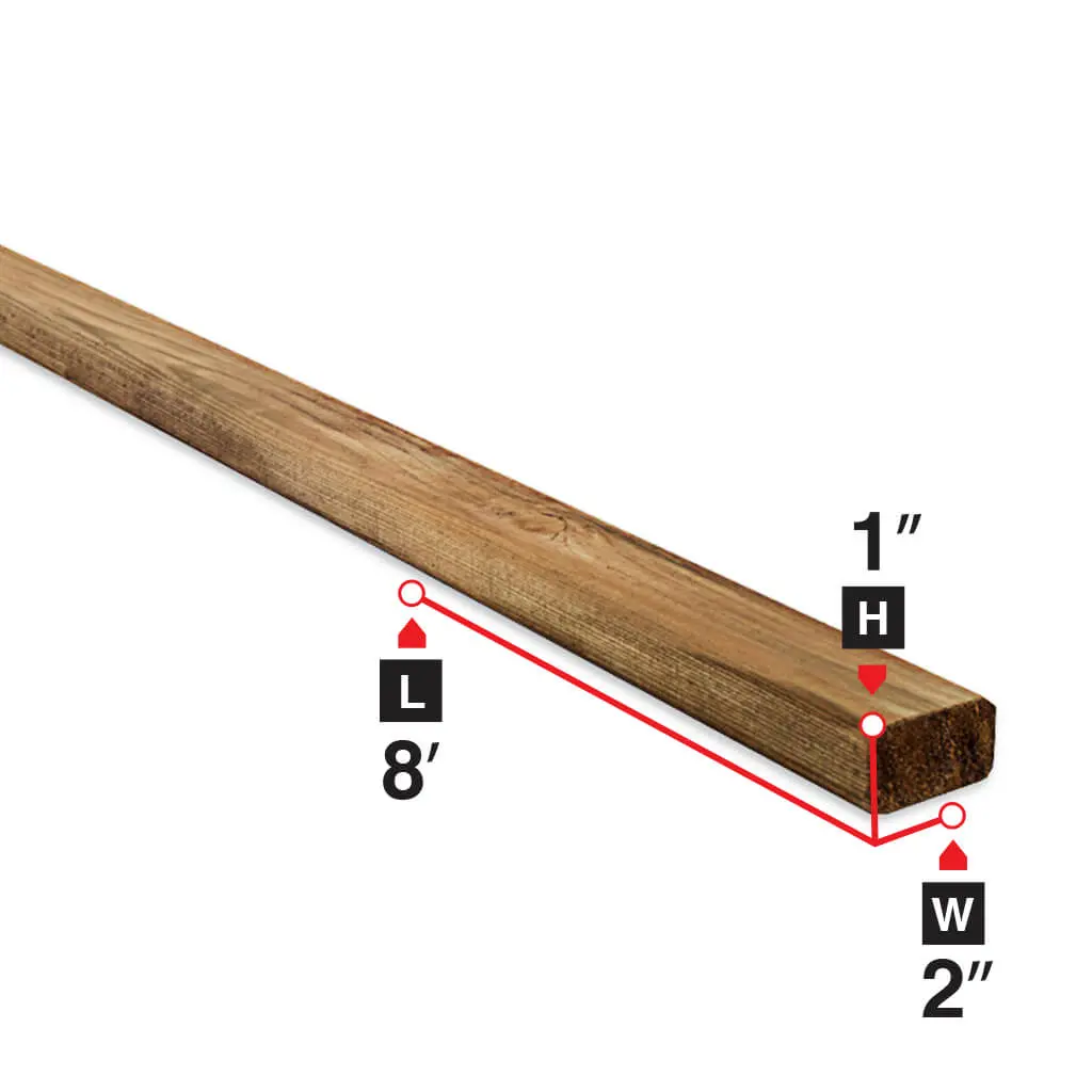 1 In. X 2 In. X 8 Ft. Brown Pressure Treated Lumber 1