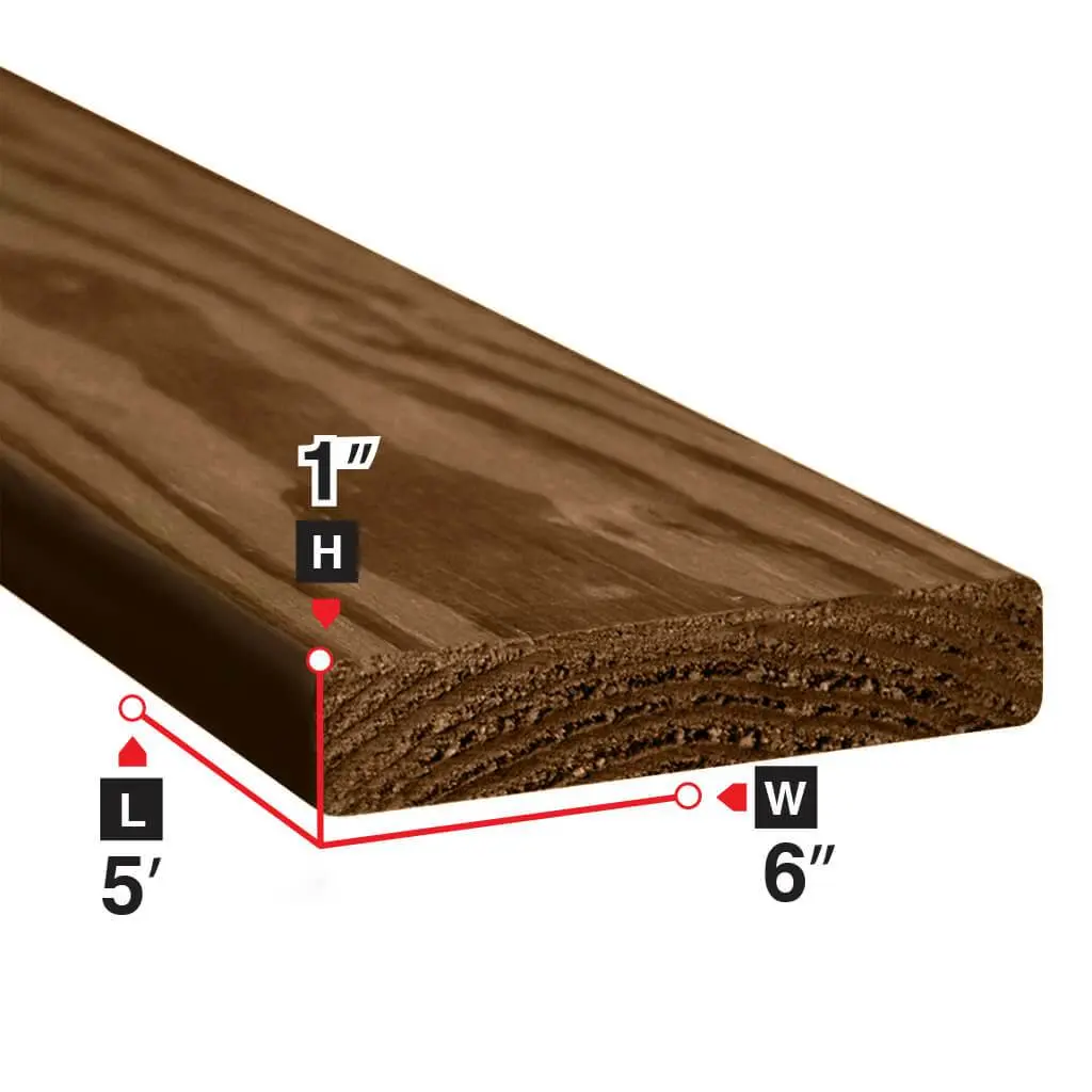 1 In. X 6 In. X 5 Ft. Brown Pressure Treated Lumber 1