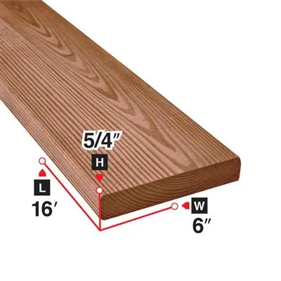 5/4 In. X 6 In. X 16 Ft. Brown Pressure Treated Decking Board 1