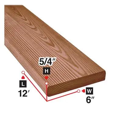 5/4 In. X 6 In. X 12 Ft. Brown Pressure Treated Decking Board 1