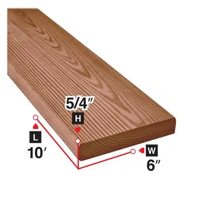 5/4 In. X 6 In. X 10 Ft. Brown Pressure Treated Decking Board 1
