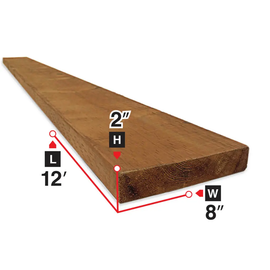 2 In. X 8 In. X 12 Ft. Brown Pressure Treated Lumber 1
