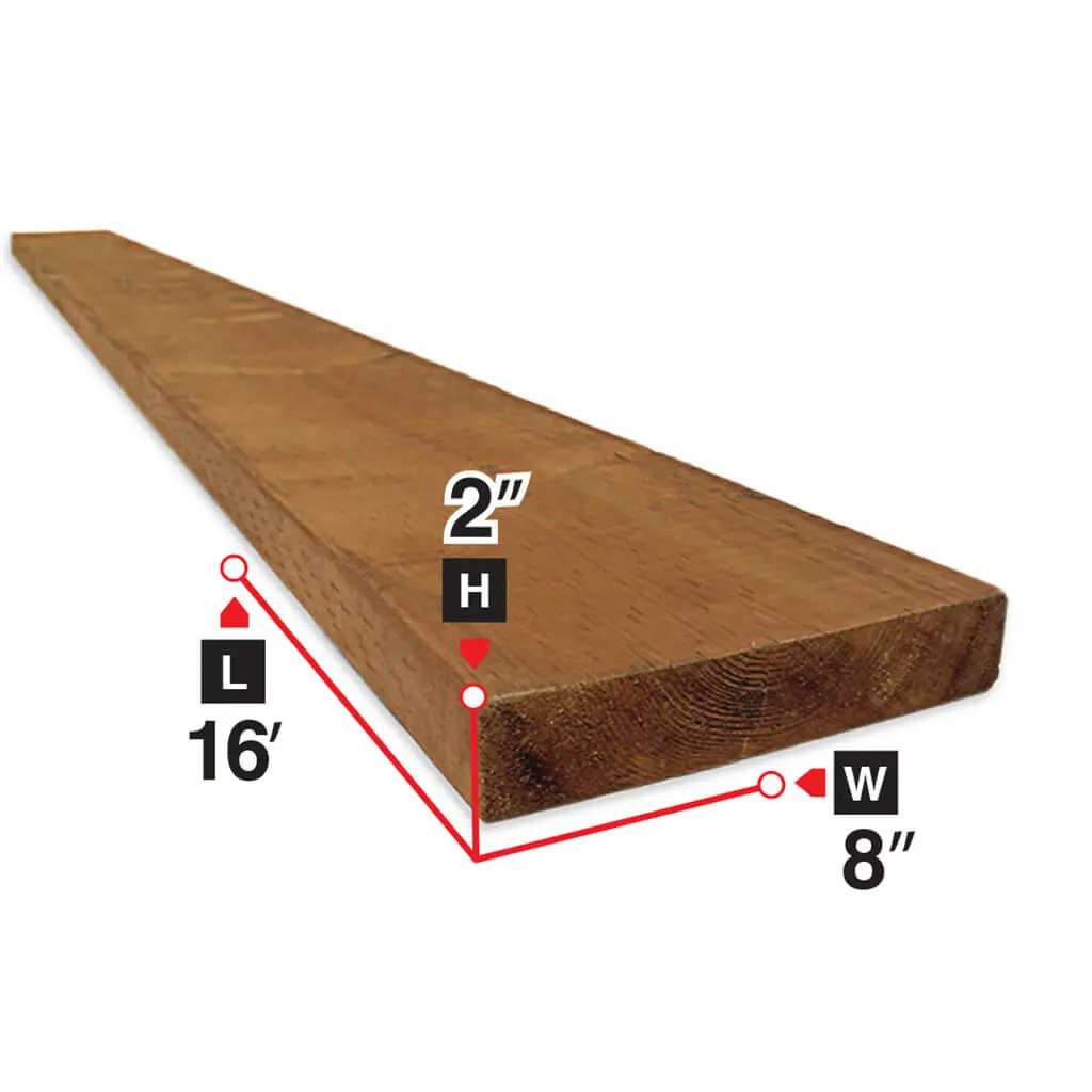 2 In. X 8 In. X 16 Ft. Brown Pressure Treated Lumber 1
