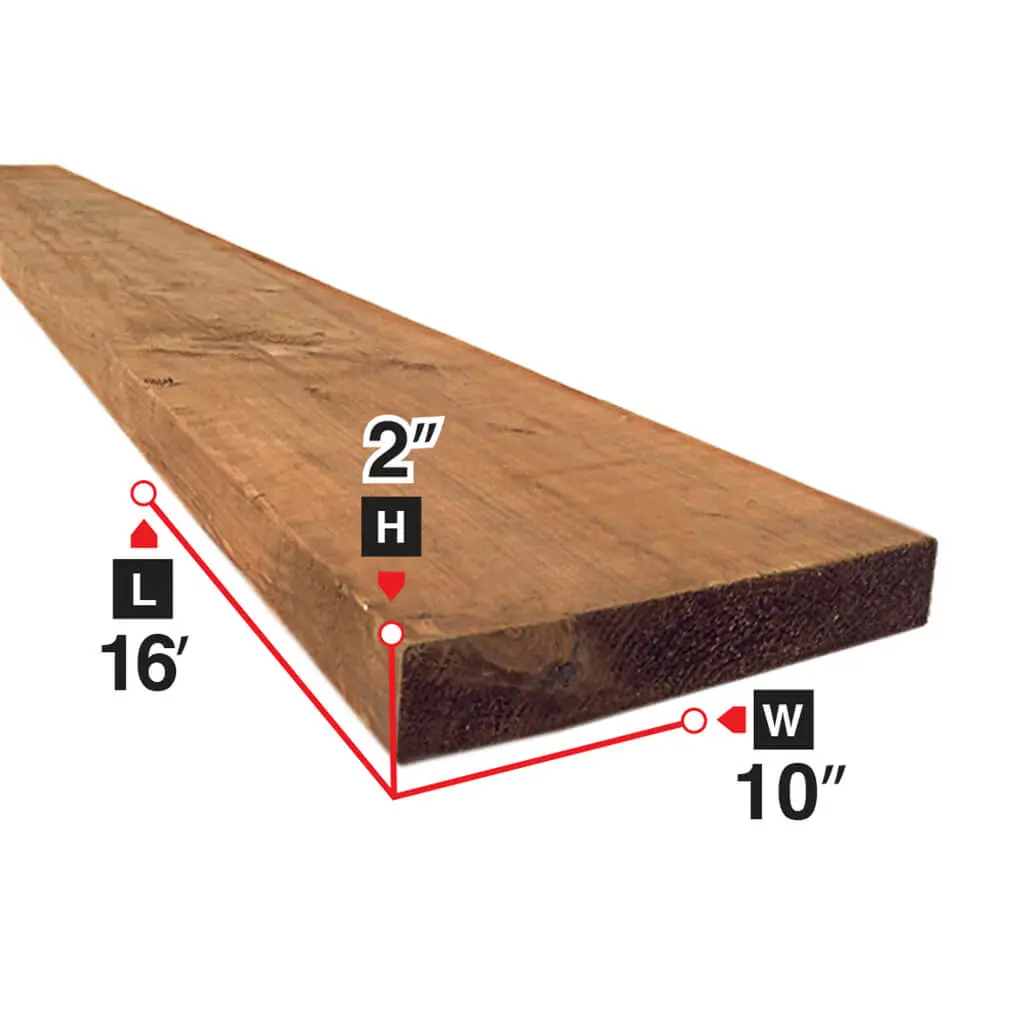 2 In. X 10 In. X 16 Ft. Brown Pressure Treated Lumber 1