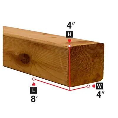 4 In. X 4 In. X 8 Ft. Brown Pressure Treated Lumber 1