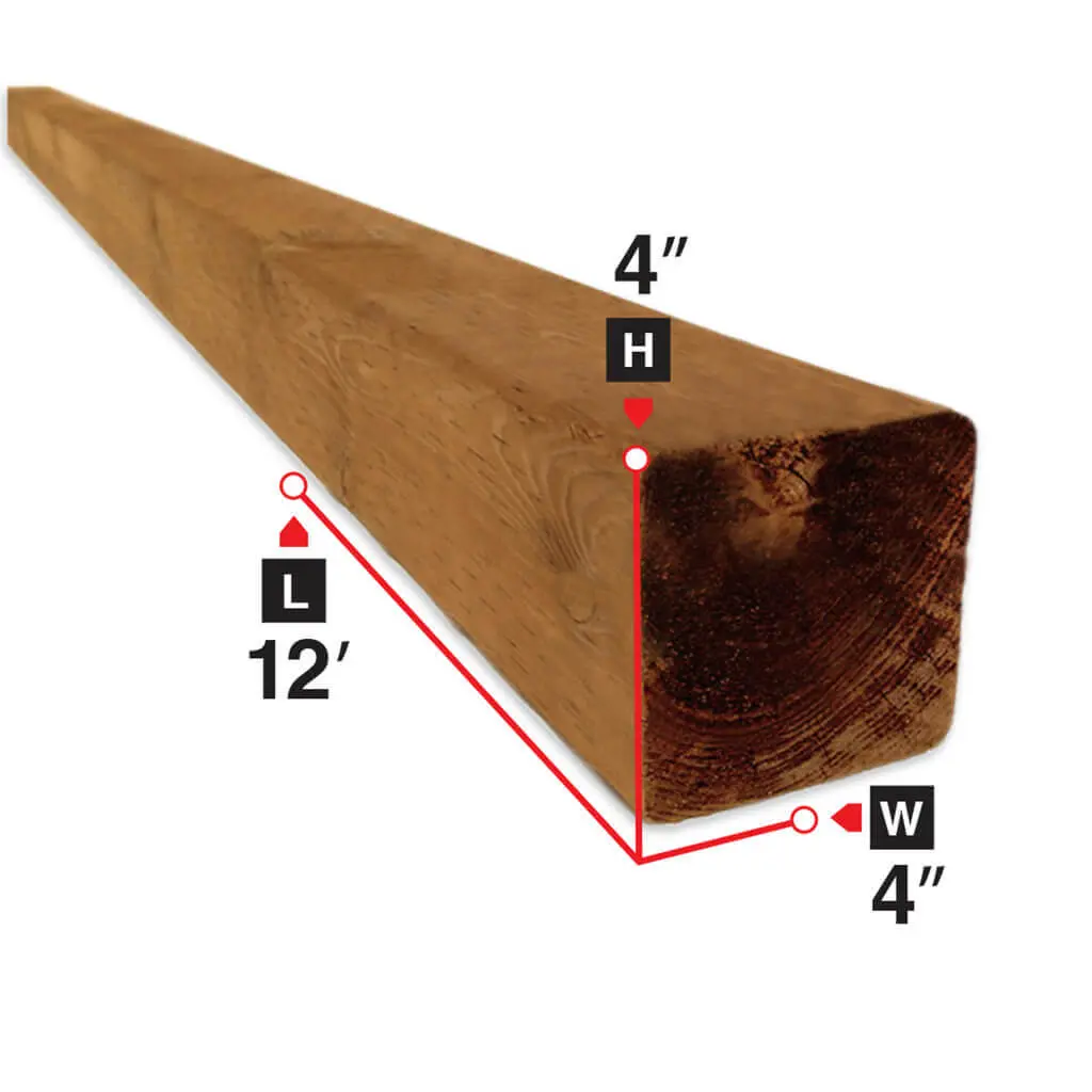 4 In. X 4 In. X 12 Ft. Brown Pressure Treated Lumber 1