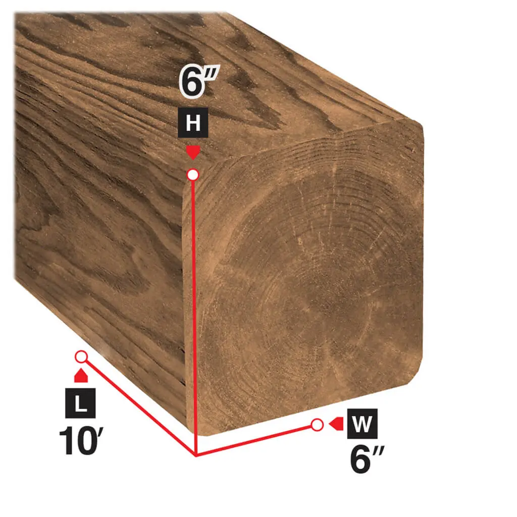 6 In. X 6 In. X 10 Ft. Brown Pressure Treated Lumber Post 1