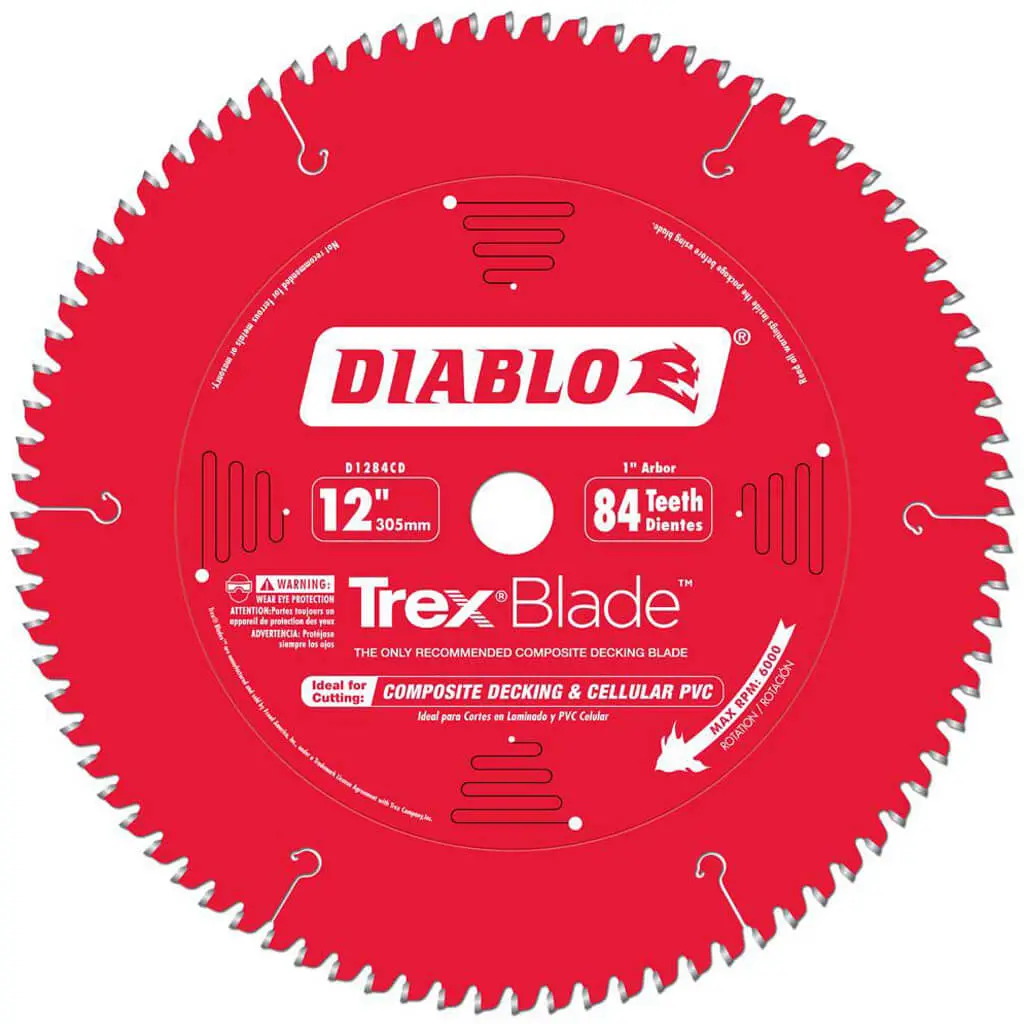 Freud Diablo D1284cd Trexblade 12 In. 84-Tooth High Density Carbide Tipped Composite/Plastics Cutting Saw Blade 1