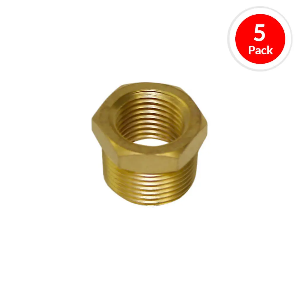 Duradrive P455 3/8 In. Male X 1/4 In. Female Brass Pipe Bushing Coupler Air Hose Fitting (5-Pack) 1