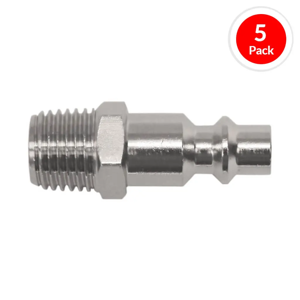 Duradrive Mp20m-5 1/4 In. Brass Male Plug Coupler Air Hose Fitting (5-Pack) 1