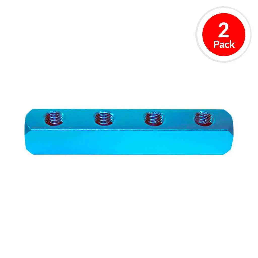 Duradrive Air Hose Fitting Line Type 4-Way Manifold Connector (2-Pack) 1