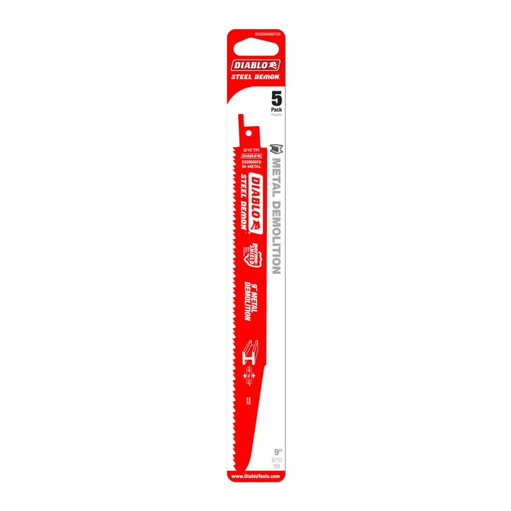 Freud Diablo Ds0908bfd5 9 In. 8/10-Tpi Bi-Metal-Tipped Thick Metal Cutting Reciprocating Saw Blade (5-Pack) 1