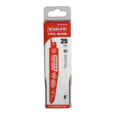 Freud Diablo Ds0608bfd25 6 In. 8/10-Tpi Bi-Metal-Tipped Thick Metal Cutting Reciprocating Saw Blade (25-Pack) 1