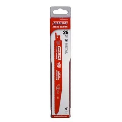 Freud Diablo Ds0908bfd25 9 In. 8/10-Tpi Bi-Metal-Tipped Thick Metal Cutting Reciprocating Saw Blade (25-Pack) 1