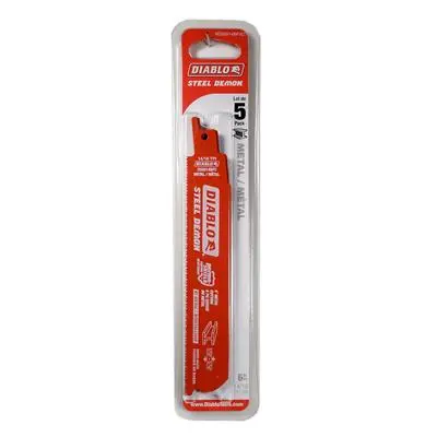 Freud Diablo Ds0614bf5 6 In. 14/18-Tpi Bi-Metal-Tipped Medium Metal Cutting Reciprocating Saw Blade (5-Pack) 1