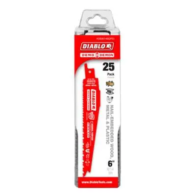 Freud Diablo Ds0614bgp25 6 In. 8/14-Tpi Bi-Metal-Tipped General Purpose Reciprocating Saw Blade (25-Pack) 1