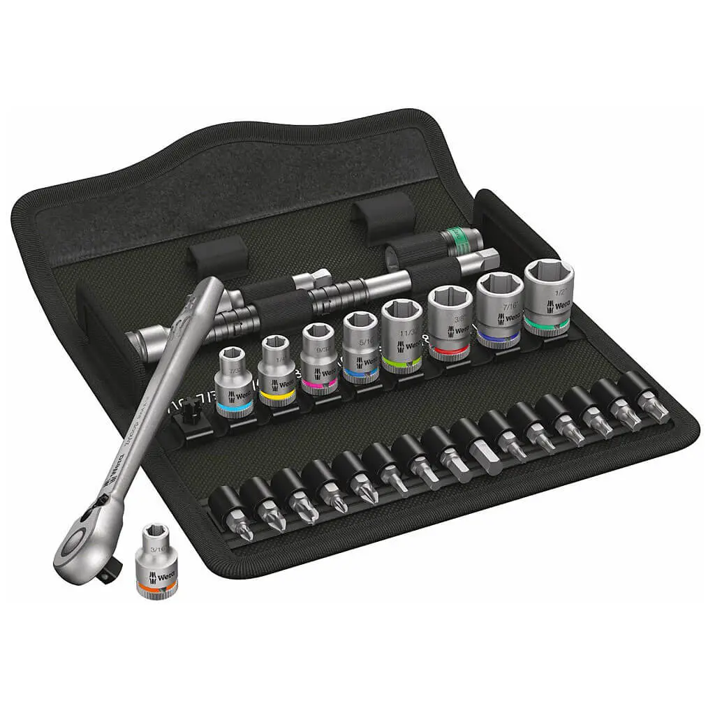 Wera 05004021001 8100 Sa 11 Zyklop 1/4 In. Drive Switch Lever Imperial Metal Ratchet Set (28-Piece) 1