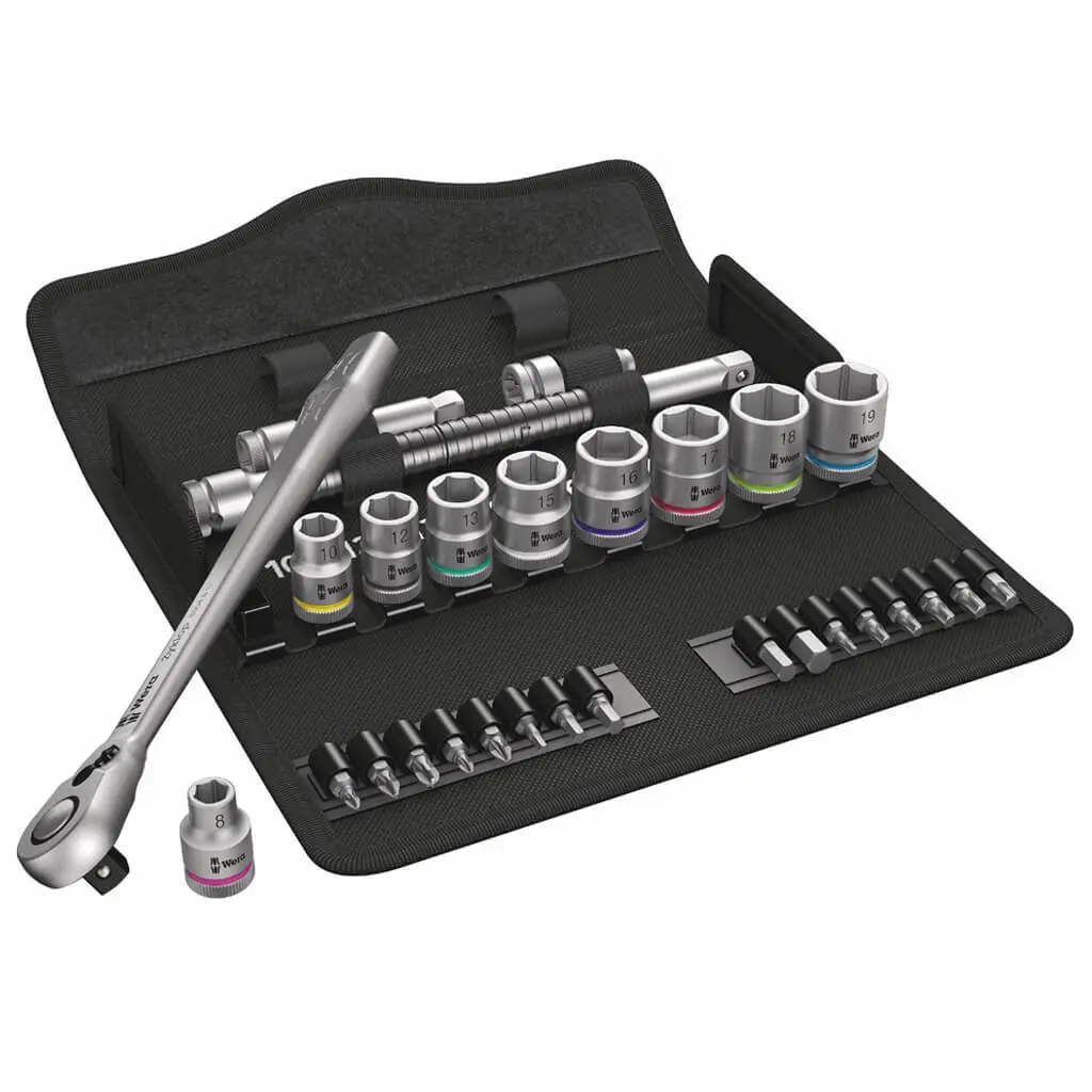 Wera 05004048001 8100 Sb 8 Zyklop 3/8 In. Drive Switch Lever Metric Metal Ratchet Set (29-Piece) 1