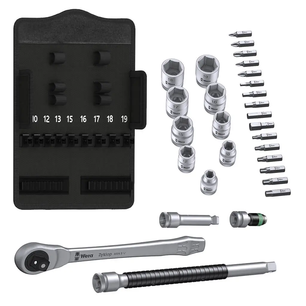 Wera 05004048001 8100 Sb 8 Zyklop 3/8 In. Drive Switch Lever Metric Metal Ratchet Set (29-Piece) 2