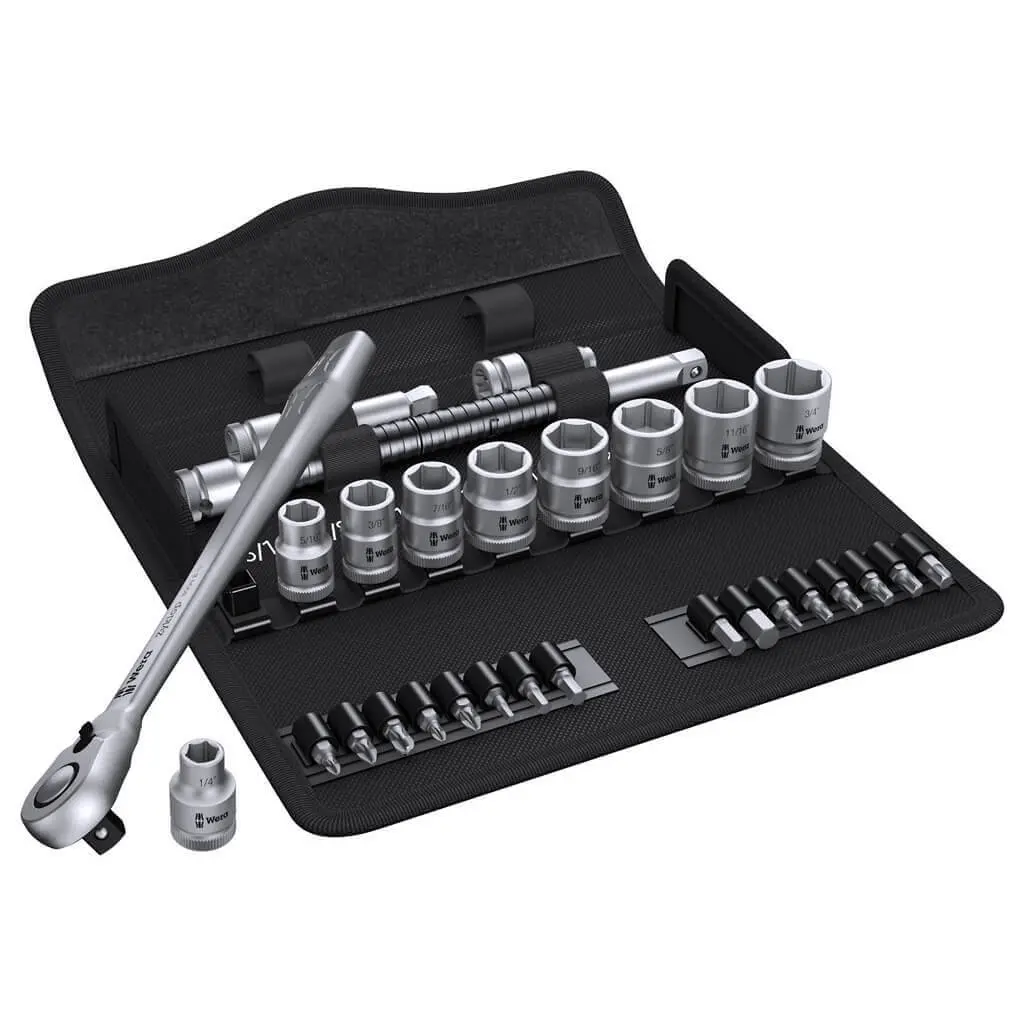 Wera 05004051001 8100 Sb 11 Zyklop 3/8 In. Drive Switch Lever Imperial Metal Ratchet Set (29-Piece) 1