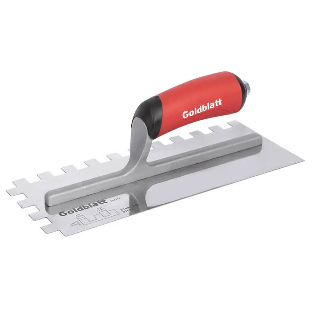 Goldblatt 1/2 In. X 1/2 In. X 1/2 In. Stainless Steel Square-Notch Trowel 1