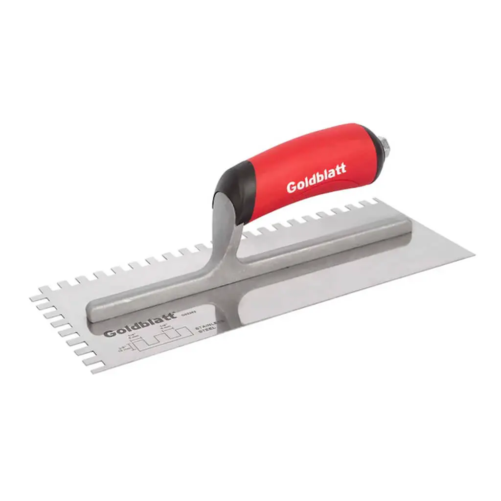 Goldblatt 1/4 In. X 3/8 In. X 1/4 In. Stainless Steel Square-Notch Trowel 1