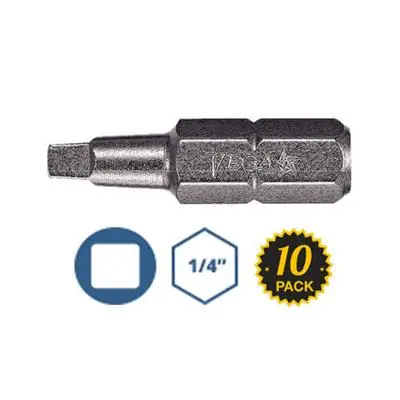Vega #2 X 1 In. Square/Robertson Bit (10-Pack) 1
