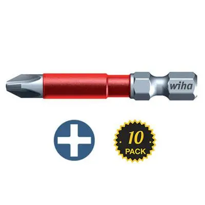 Wiha 76544 #2 X 2 In. Phillips Drive Terminator Impact Power Bit (10-Pack) 1