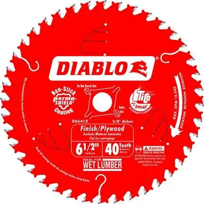 Freud Diablo D0641a 6-1/2 In. 40-Tooth High Density Carbide Tipped Finish Wood Cutting Saw Blade 1