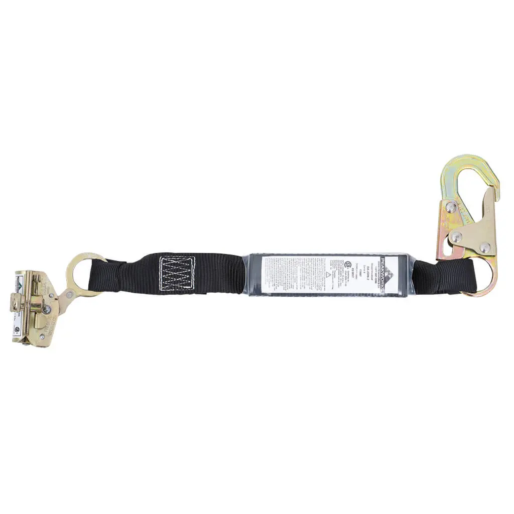 Peakworks Sa-3206-2 2' E4 Shock Absorbing Lanyard With Snap Hook And Adp Rope Grab 1