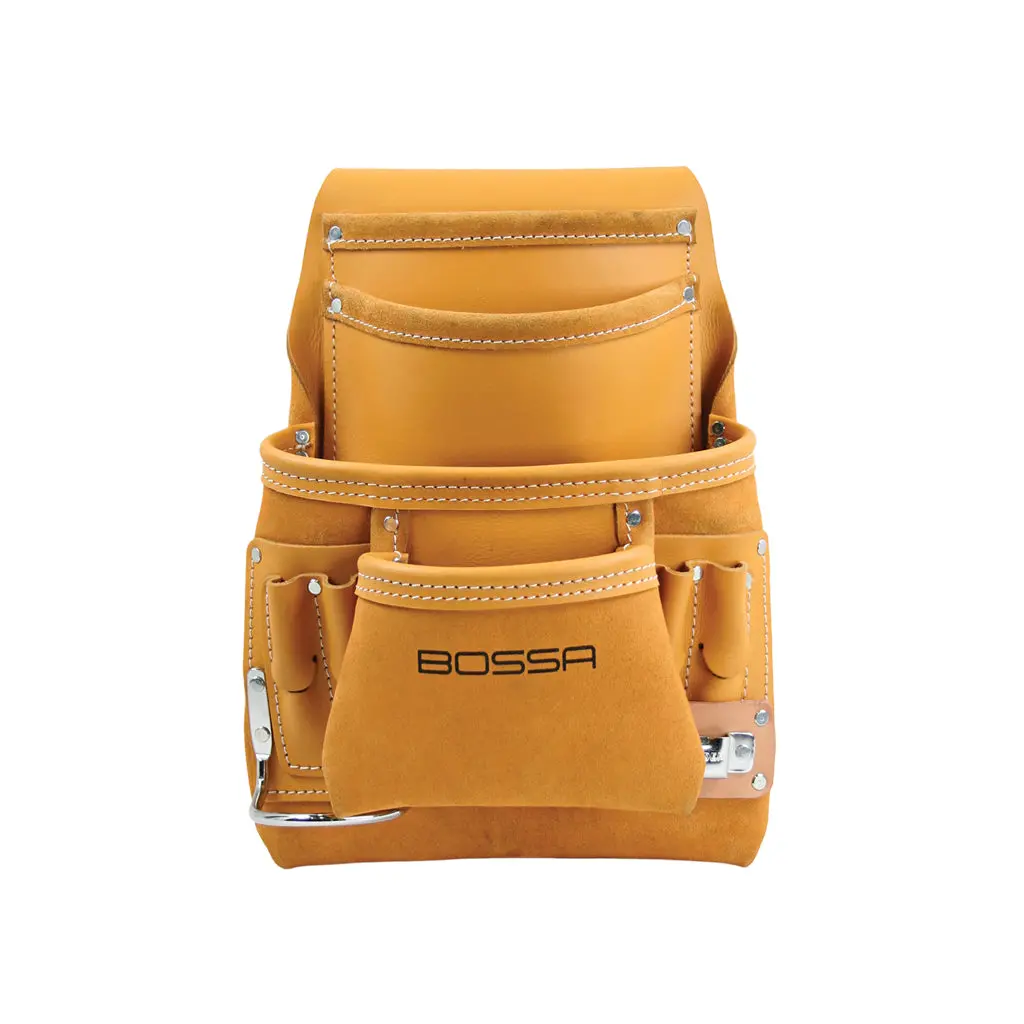 Bossa 10-Pocket Brown Top Grain Leather Carpenters Nail And Tool Pouch 1