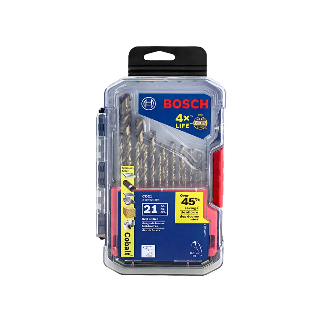 Bosch Co21 1/16 In To 1/2 In. Cobalt Metal Drill Bit Set (21-Piece) 1