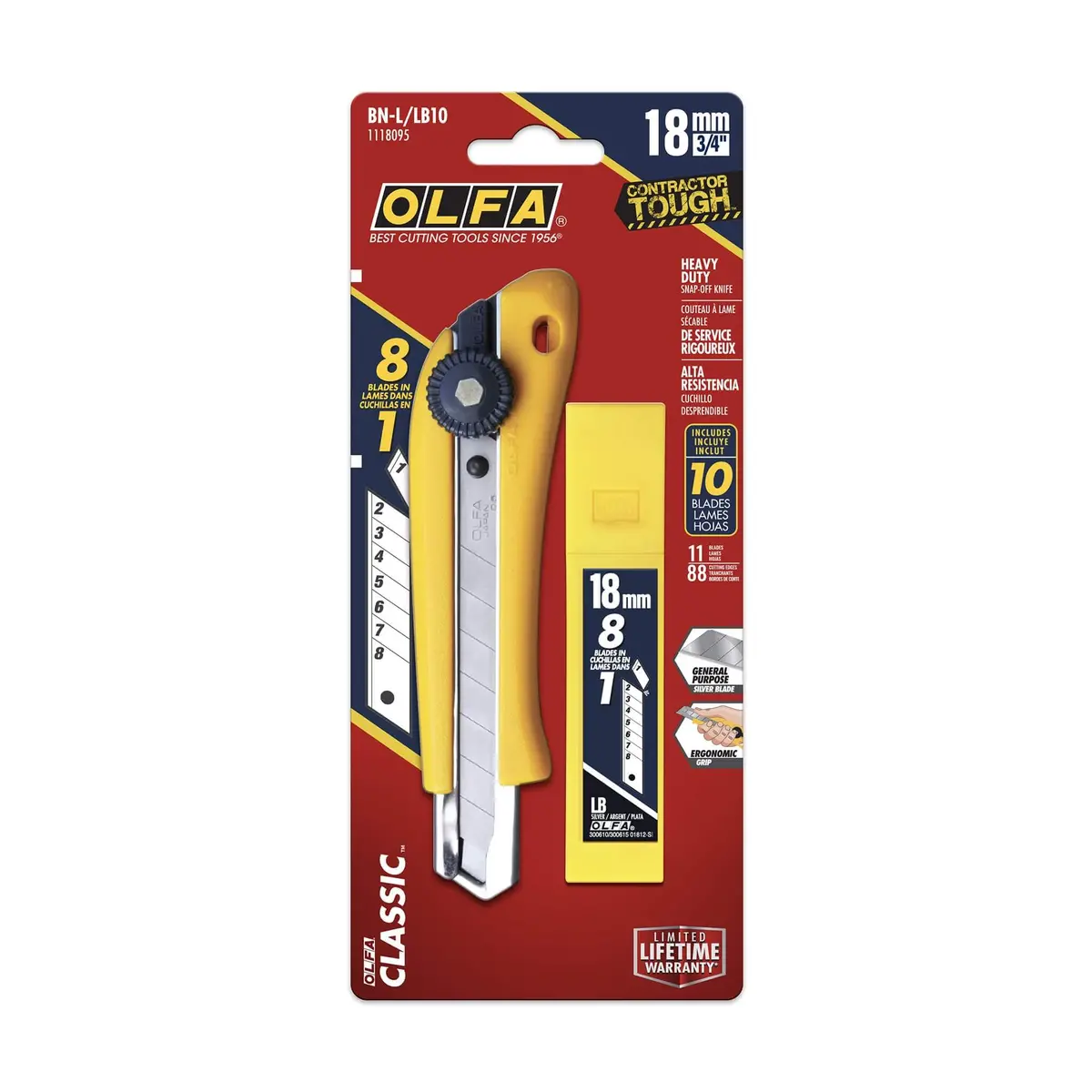Olfa Ratchet Lock Utility Knife 18Mm & 10 Pack Blades 1