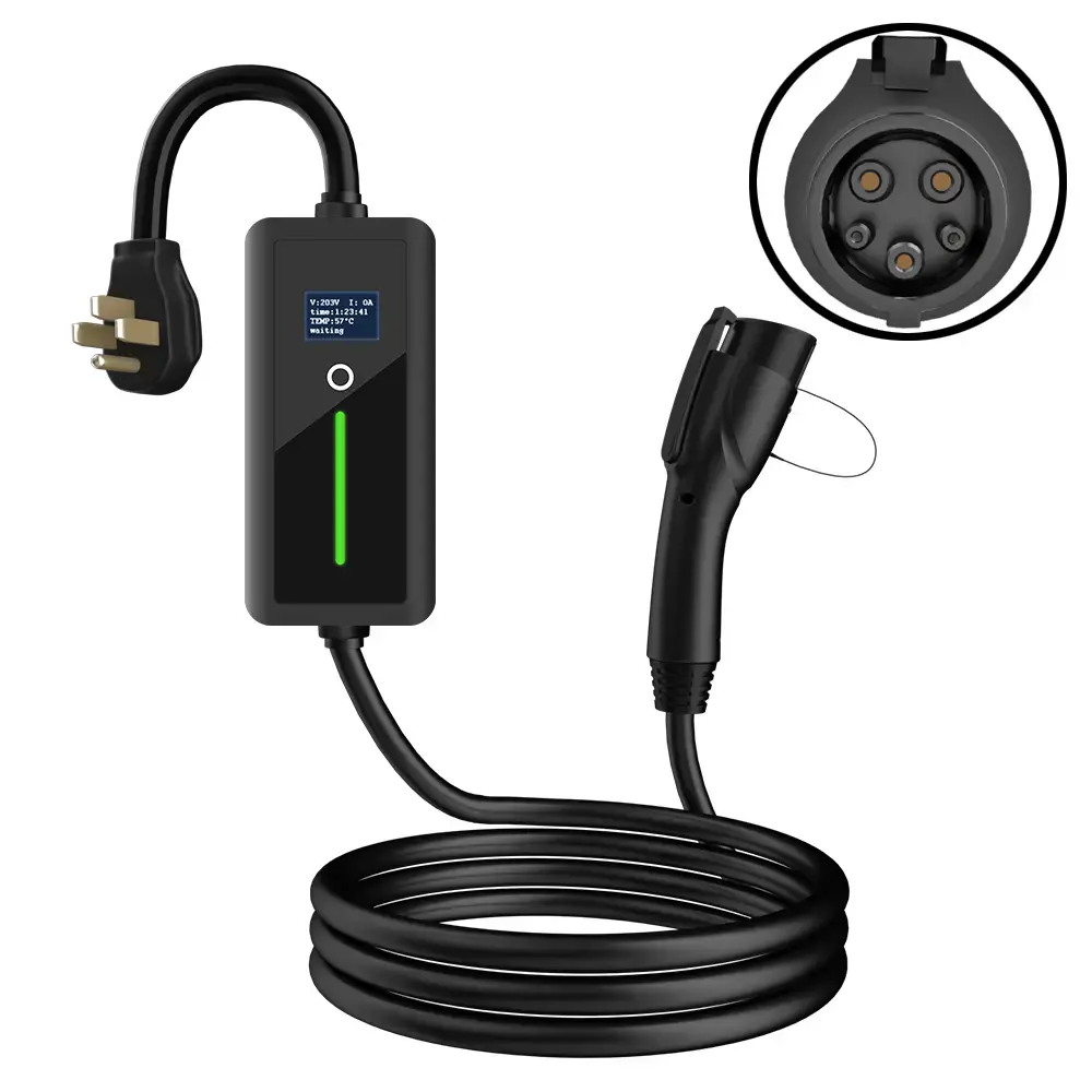 Level 2 J1772/Nacs Ev Charger For Home Portable Ev Charger With Screen Display Adjustable Current 1