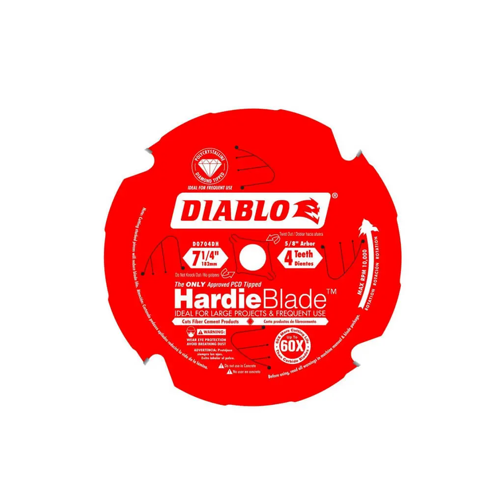 Freud Diablo D0704dh 7-1/4 In. X 4-Tooth Polycrystalline Diamond (Pcd) Tipped Fibre Cement Hardie Bl 1