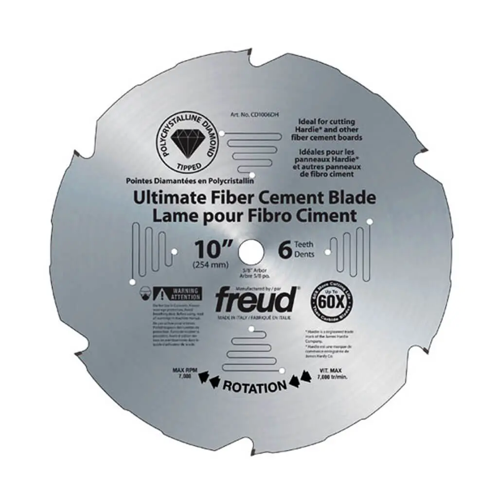 Freud D1006dhc 10 In. 6-Tooth Polycrystalline Diamond Tipped Fibre Cement/Hardieboards Saw Blade 1