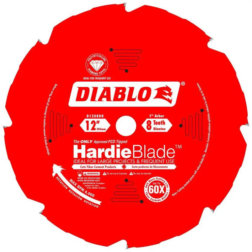 Freud Diablo D1208dhc 12 In. X 8-Tooth Polycrystalline Diamond (Pcd) Tipped Fibre Cement Hardie Blad 1