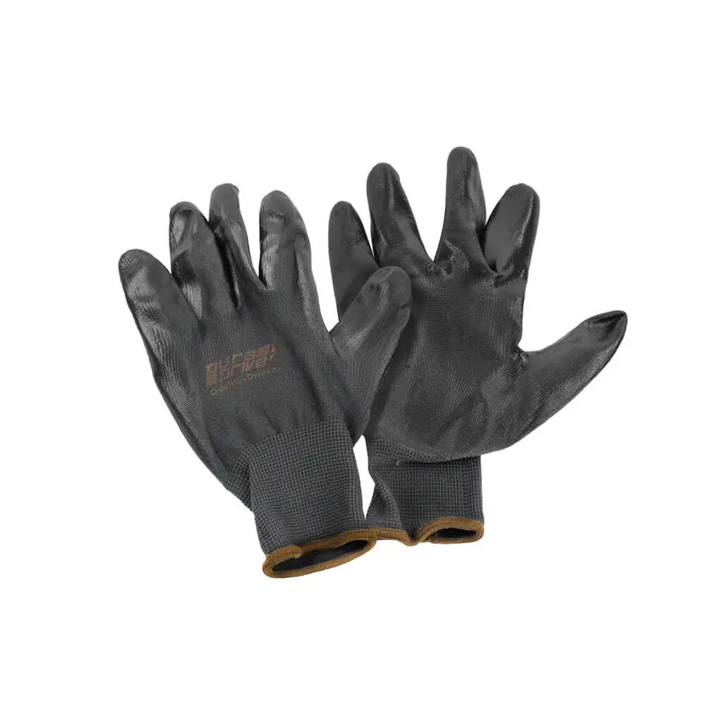 Duradrive Black Shell Nitrile Palm Coated Work Gloves (12 Pairs) 1