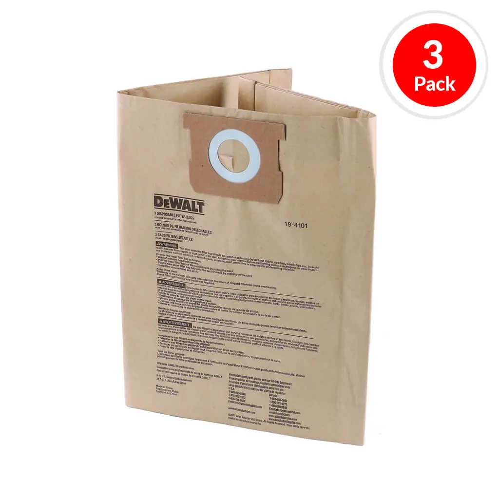 Dewalt Dxa19-4101 6/9/10-Gallon Dry Vacuum Disposable Filter Bag (3-Pack) 1