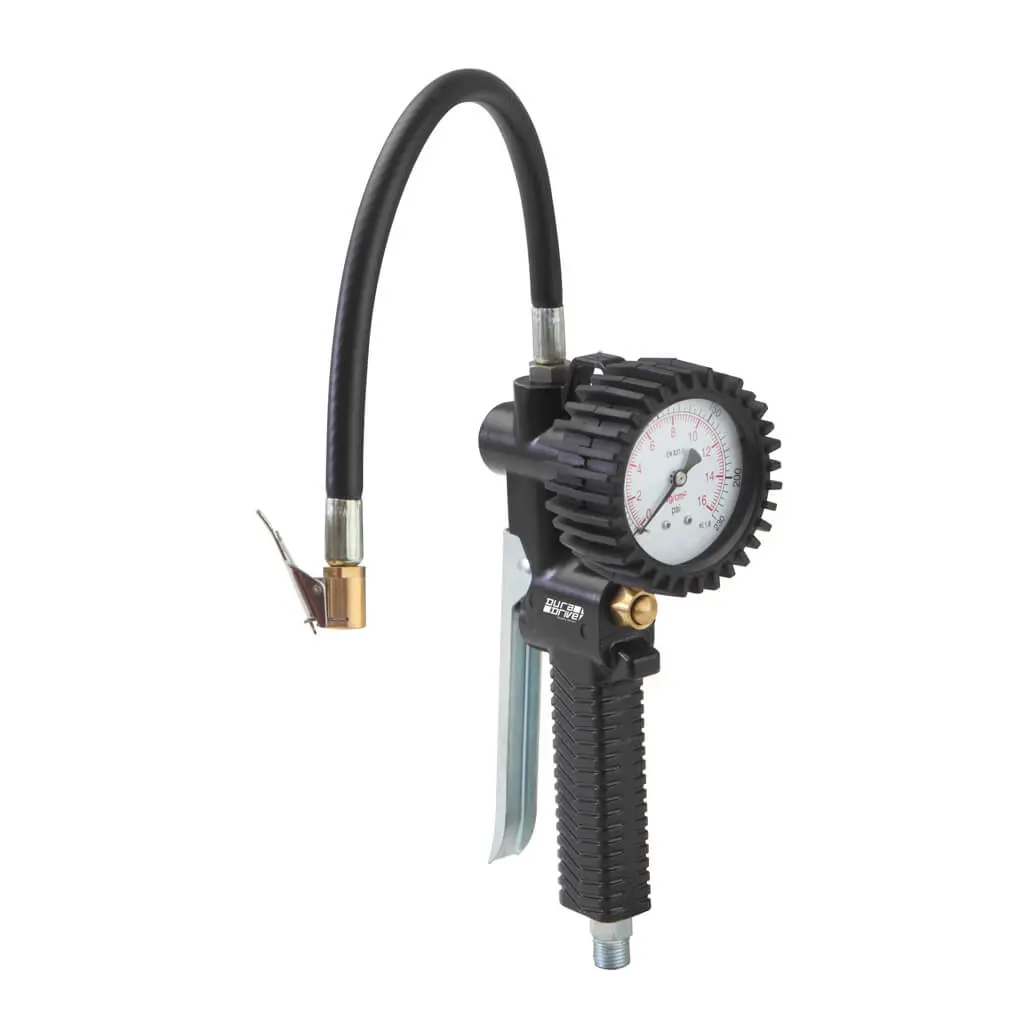 Duradrive Mechanical Tire Inflator Gauge Air Hose Fitting For Cars With 12 In. Flexible Hose And Str 1