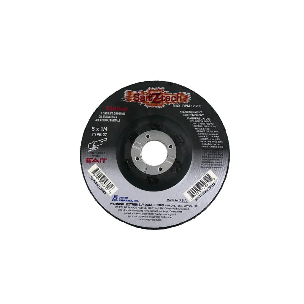 Sait 22602 5 In. X 1/4 In. X 7/8 In. Z-Tech Z24r High Performance Type 27 Grinding Wheel For Metal A 1