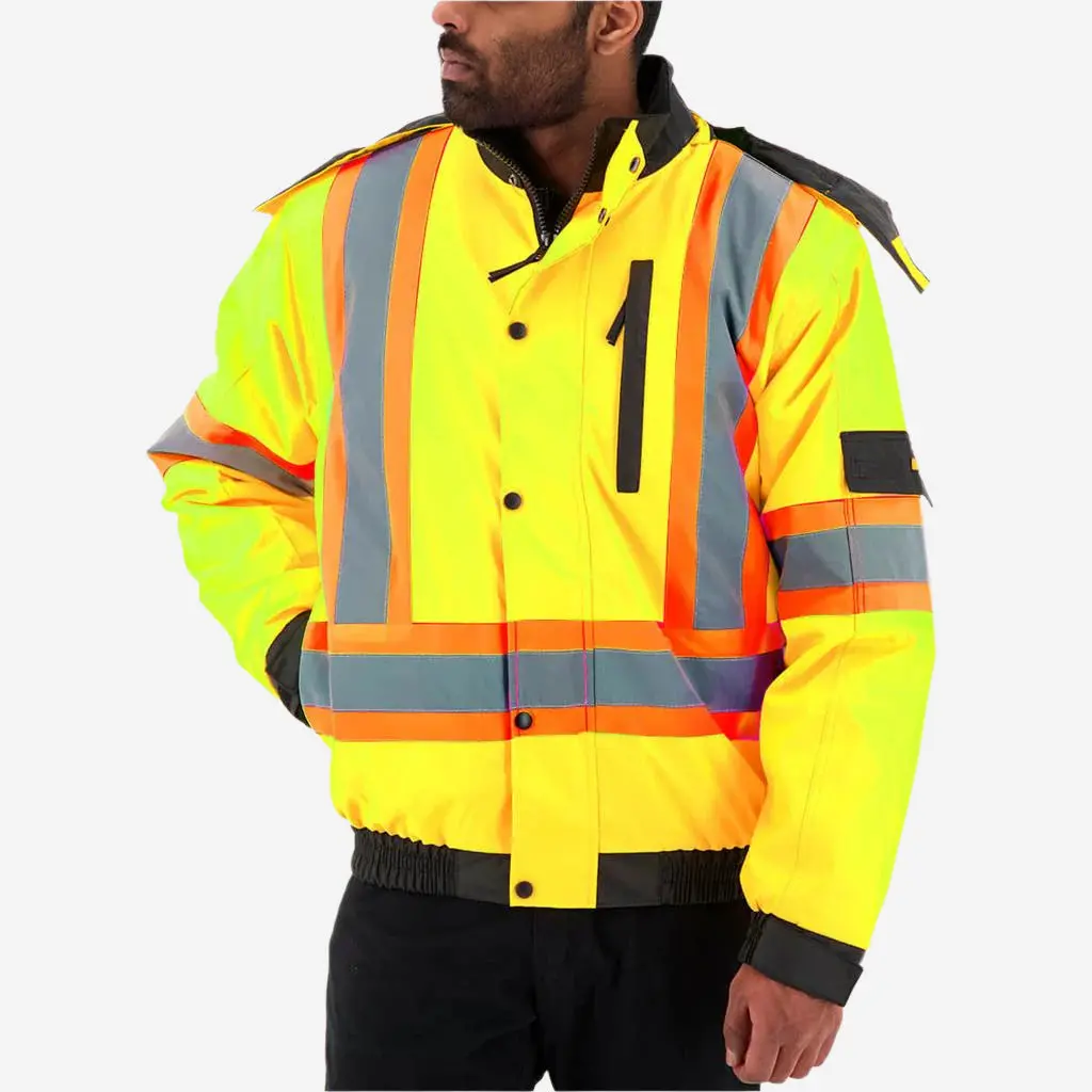 Duradrive Basic 6-In-1 Yellow Hi-Vis Insulated Safety Traffic Winter Jacket 1