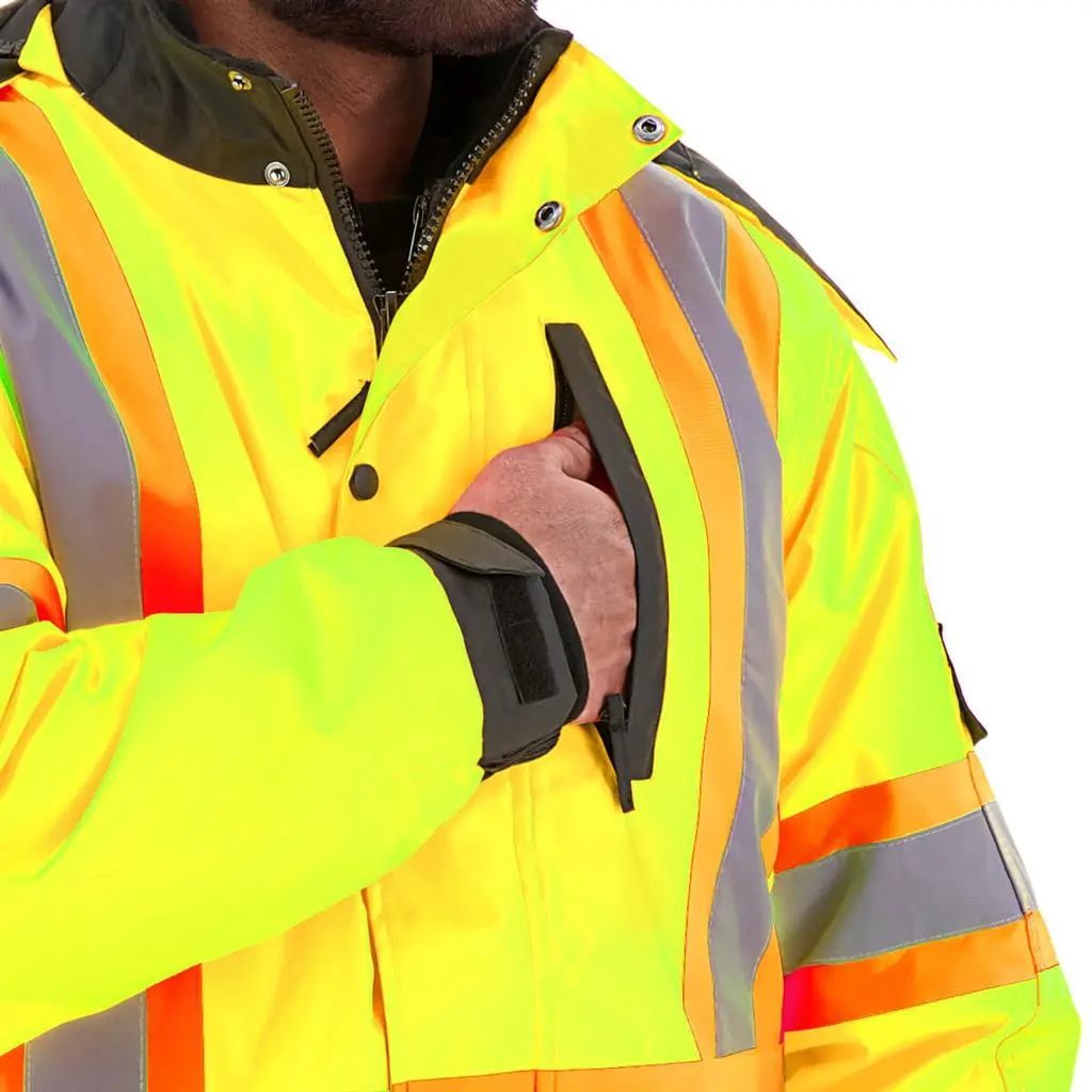 Duradrive Basic 6-In-1 Yellow Hi-Vis Insulated Safety Traffic Winter Jacket 4